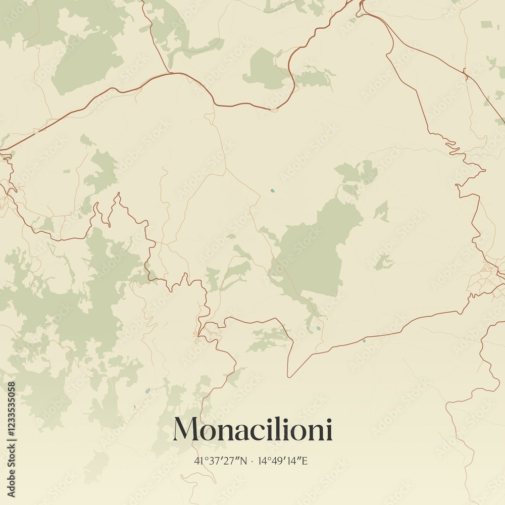 Obraz premium Vintage map of Monacilioni, Italy.