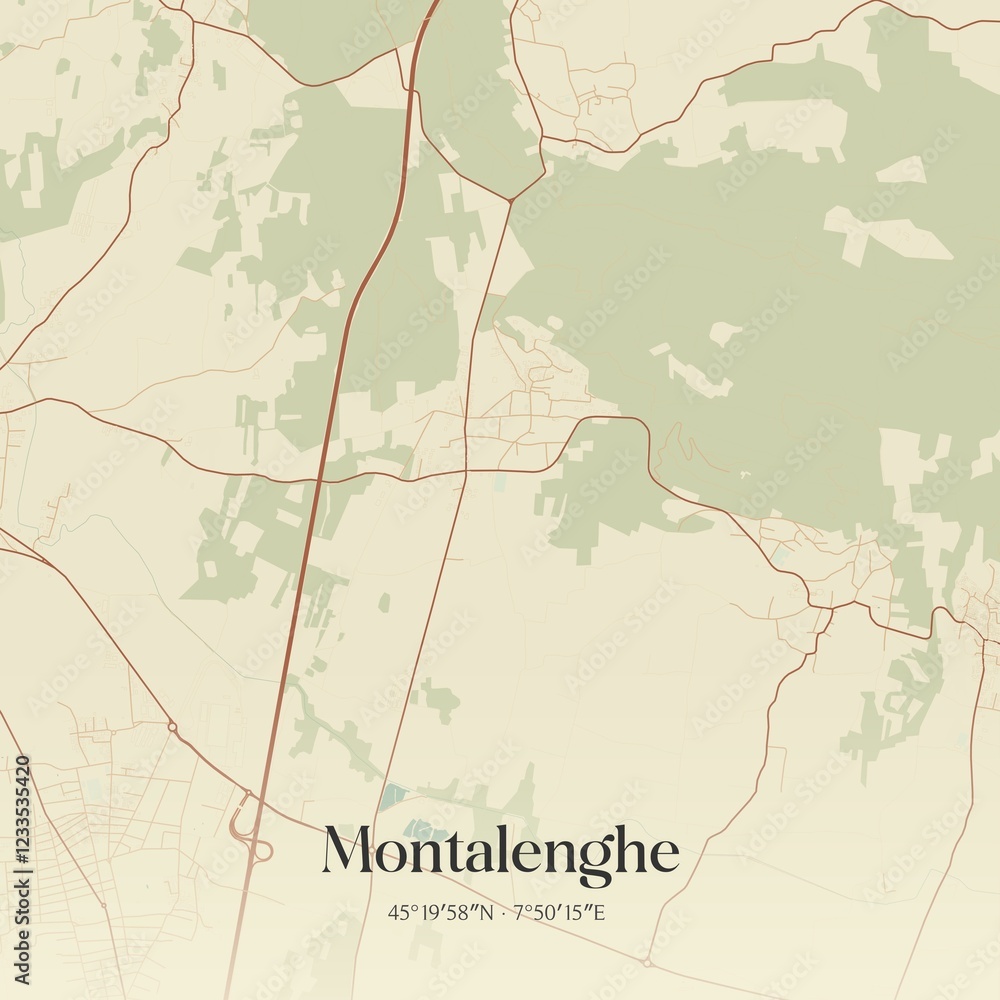 Obraz premium Vintage map of Montalenghe, Italy.