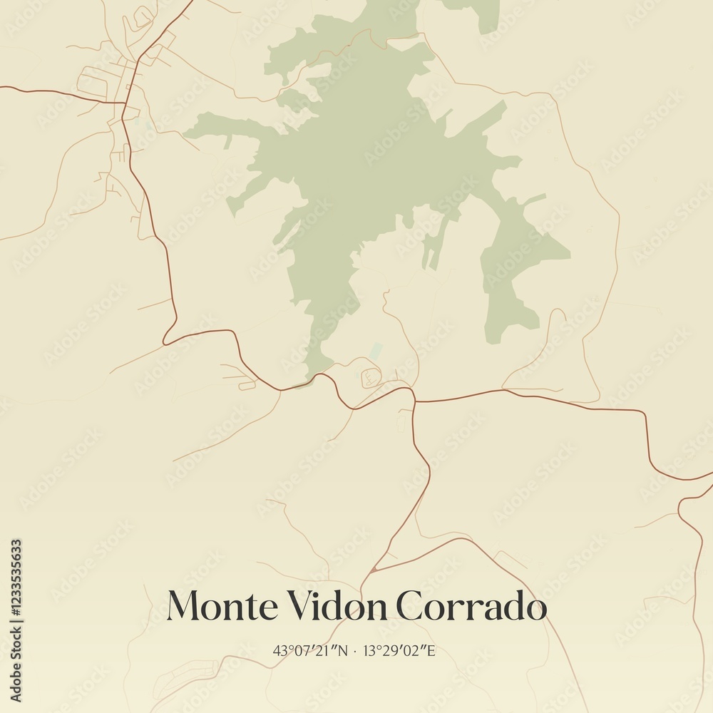 Fototapeta premium Vintage map of Monte Vidon Corrado, Italy.