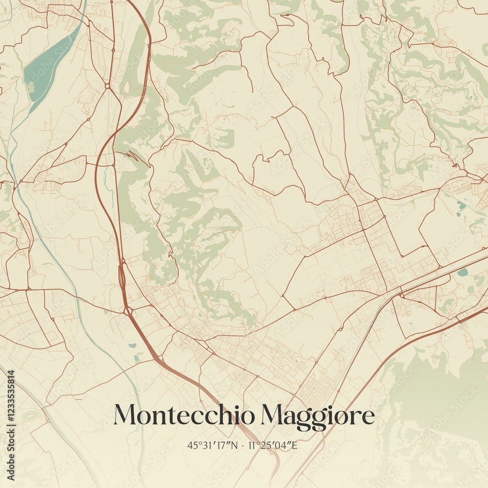 Fototapeta premium Vintage map of Montecchio Maggiore, Italy.