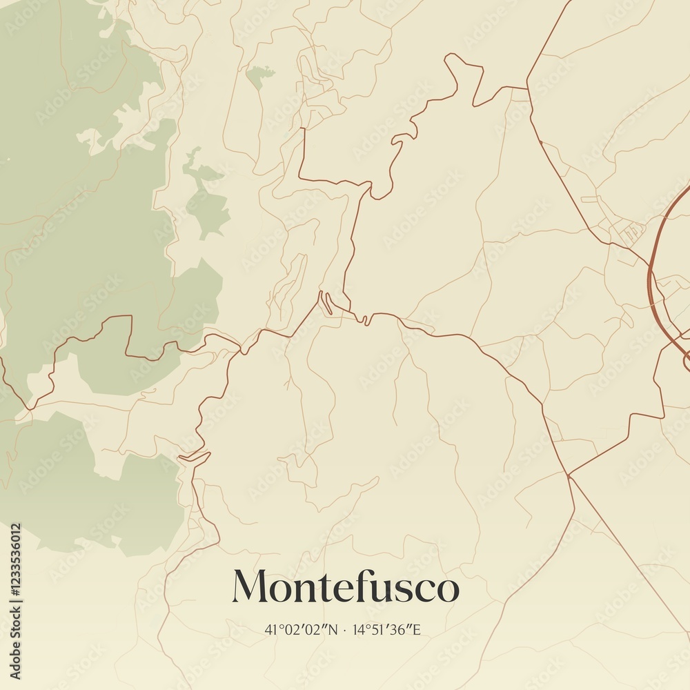 Fototapeta premium Vintage map of Montefusco, Italy.