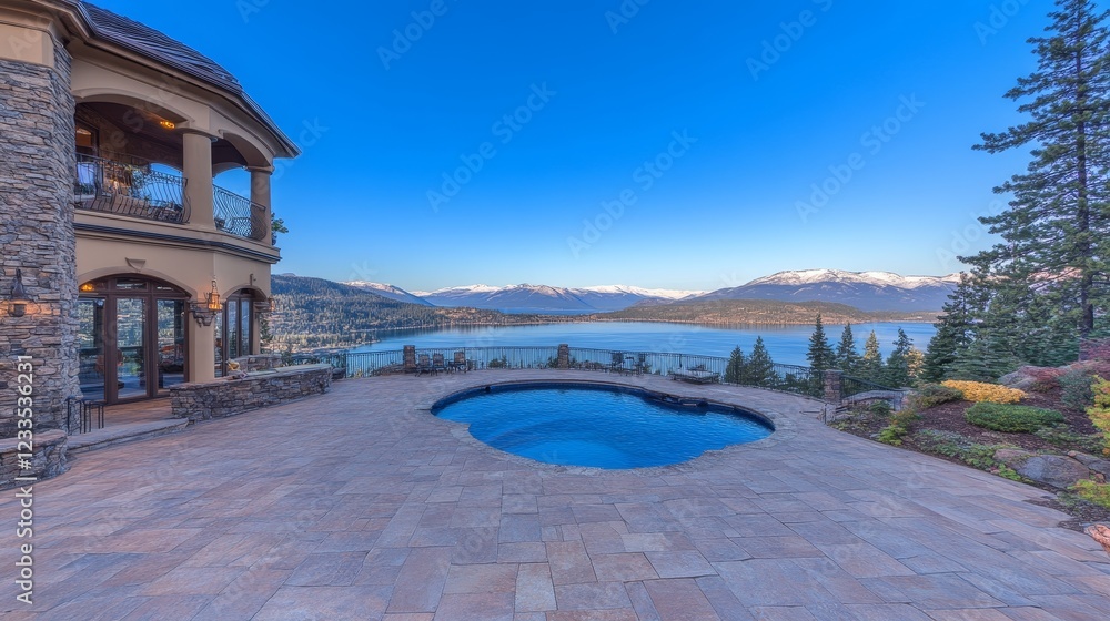 Fototapeta premium Luxury Mountain Home Infinity Pool Vista