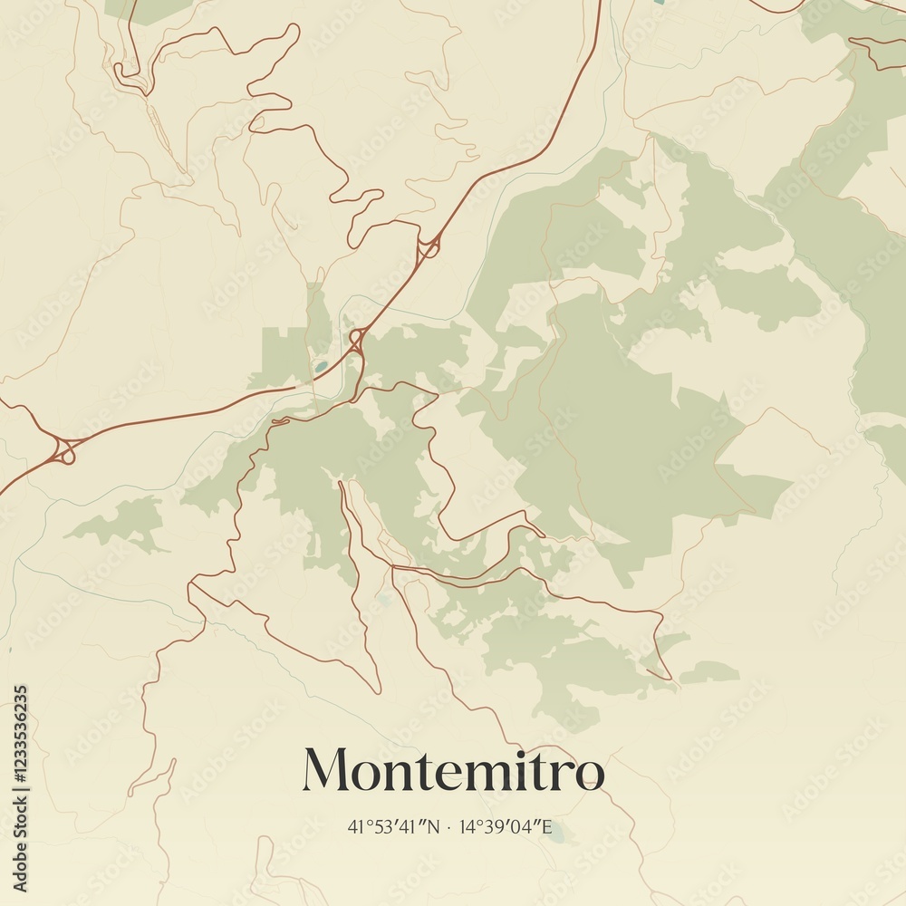 Obraz premium Vintage map of Montemitro, Italy.