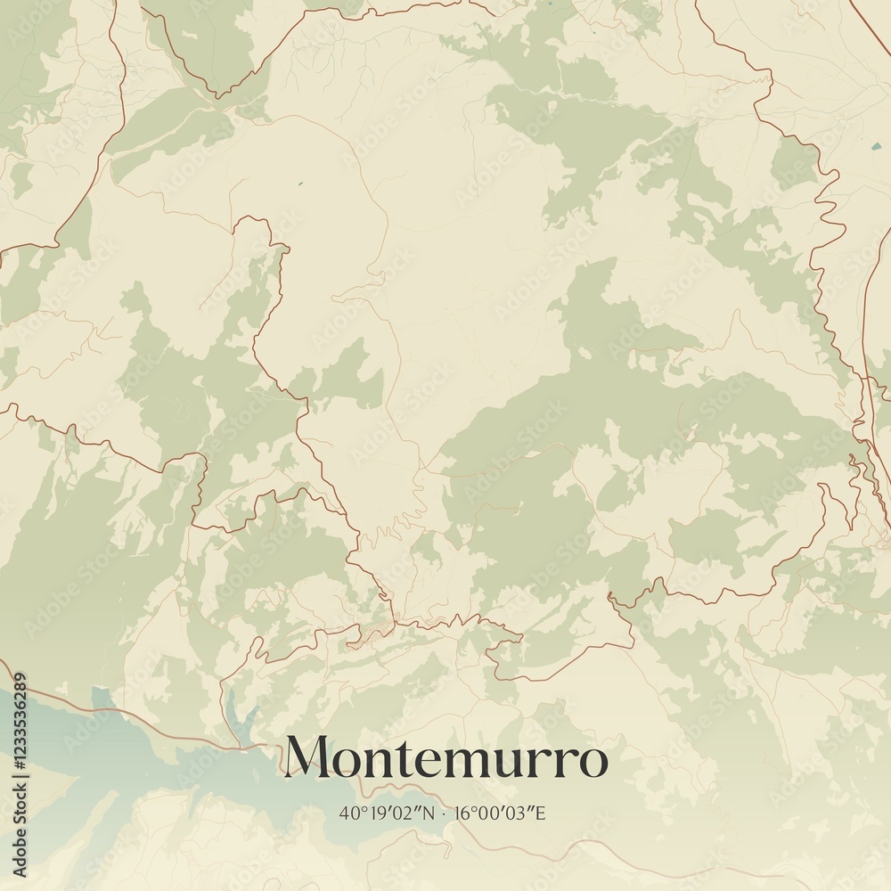 Obraz premium Vintage map of Montemurro, Italy.