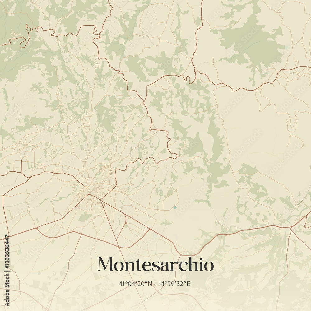 Fototapeta premium Vintage map of Montesarchio, Italy.