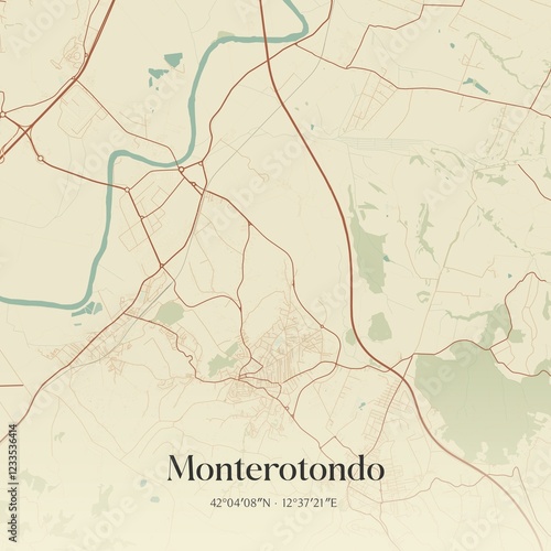 Photos Vintage map of Monterotondo, Italy.