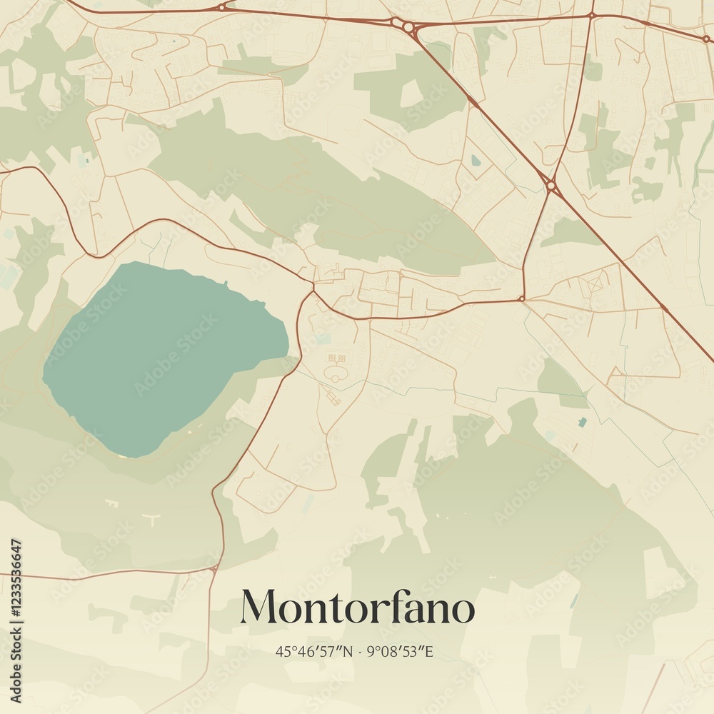Fototapeta premium Vintage map of Montorfano, Italy.