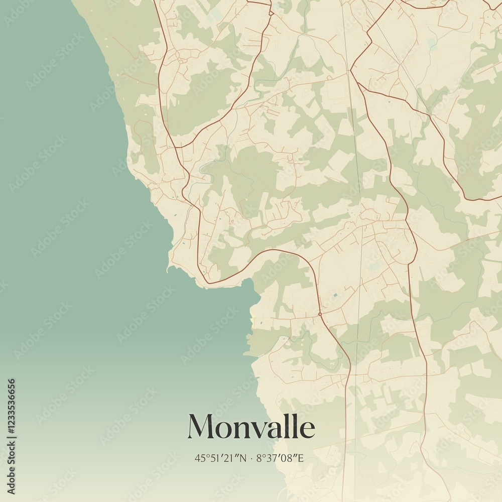 Obraz premium Vintage map of Monvalle, Italy.