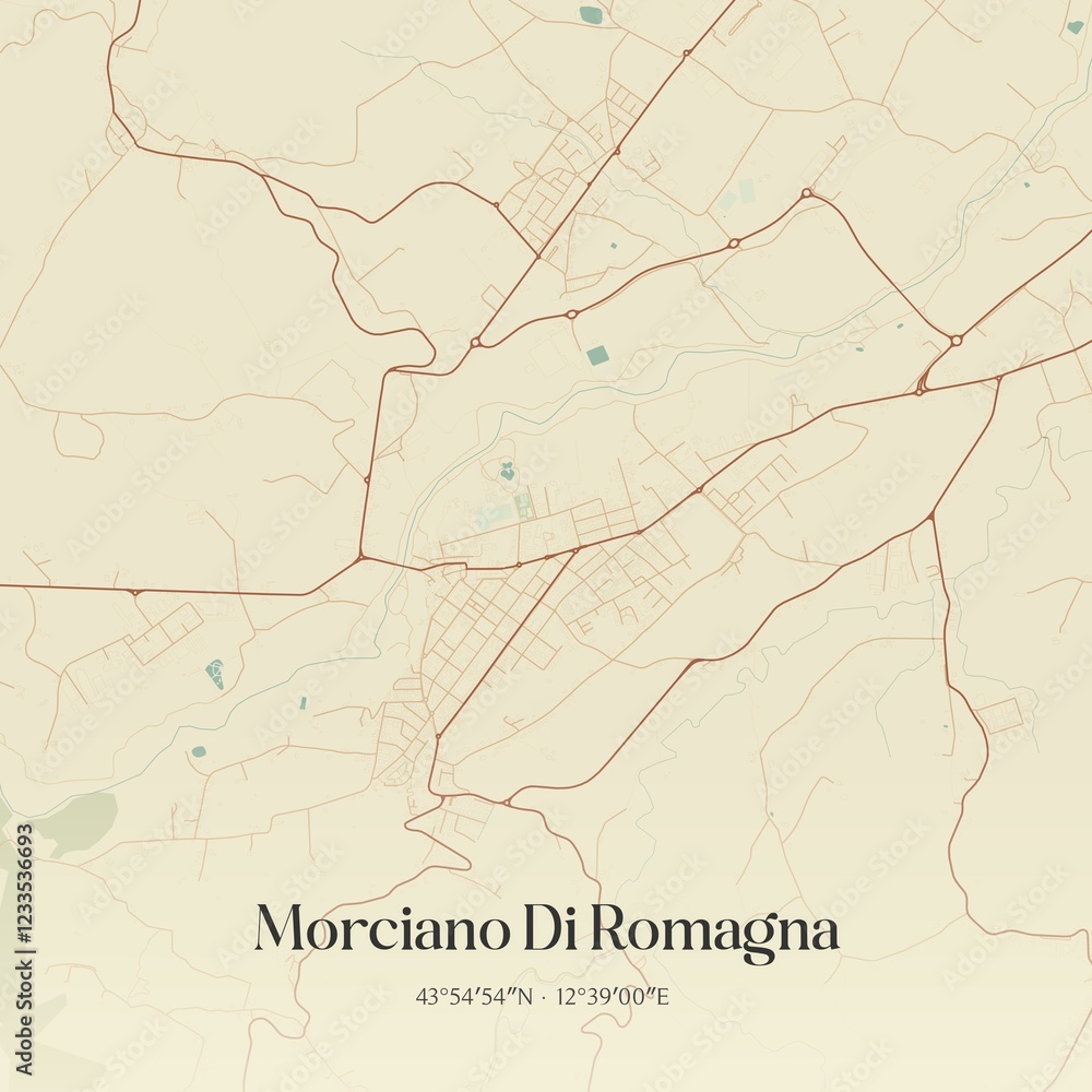 Obraz premium Vintage map of Morciano Di Romagna, Italy.