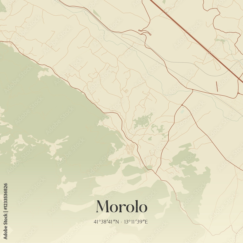 Fototapeta premium Vintage map of Morolo, Italy.