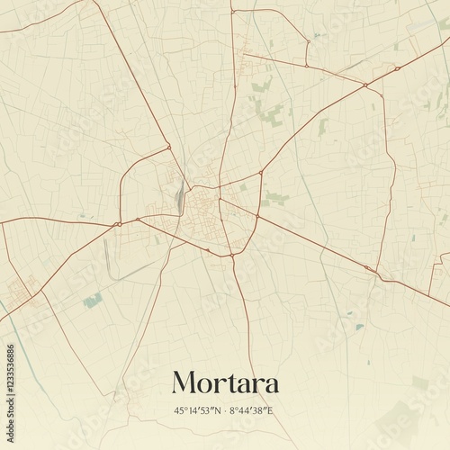 Vintage map of Mortara, Italy. photo