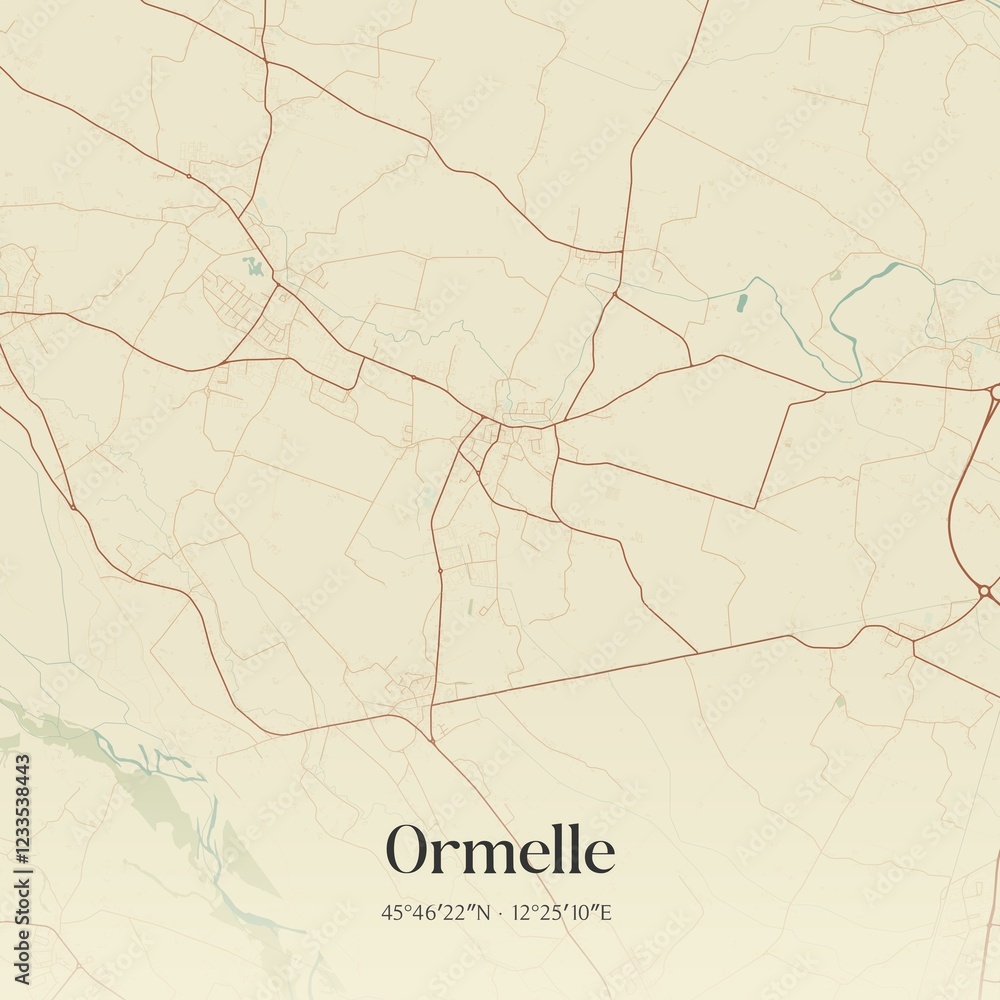 Fototapeta premium Vintage map of Ormelle, Italy.