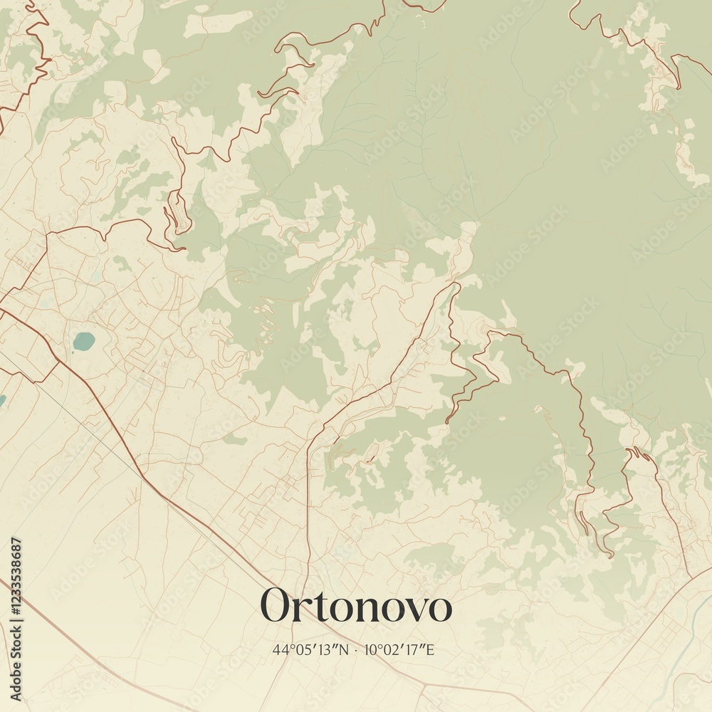 Fototapeta premium Vintage map of Ortonovo, Italy.