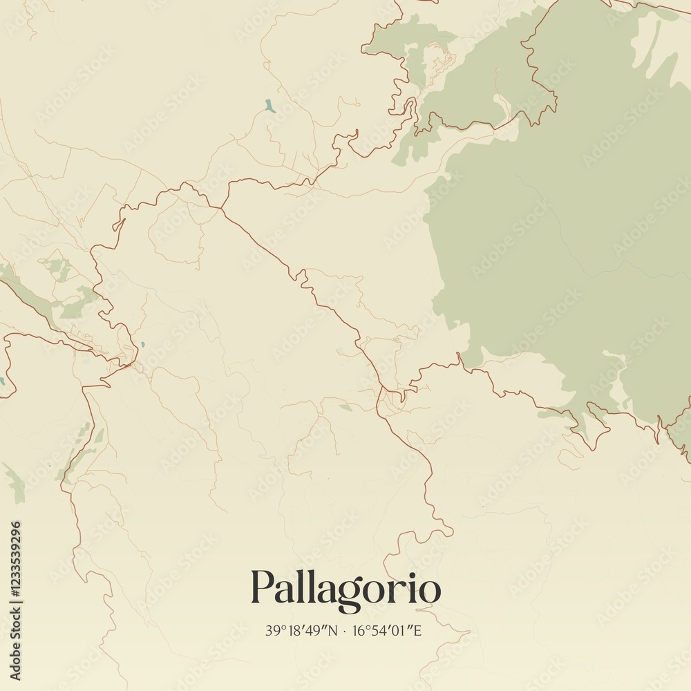 Obraz premium Vintage map of Pallagorio, Italy.