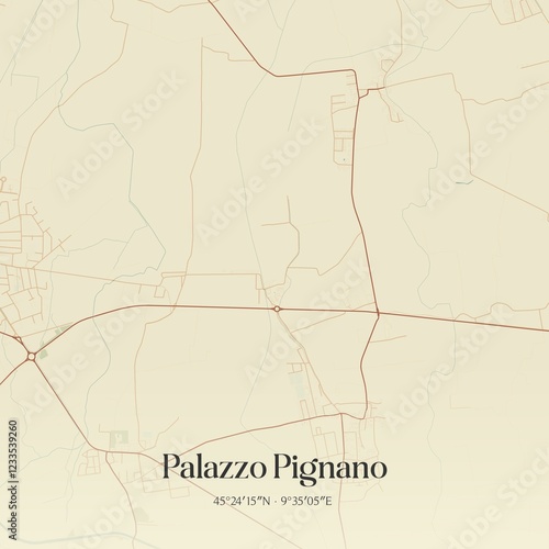 Vintage map of Palazzo Pignano, Italy. photo