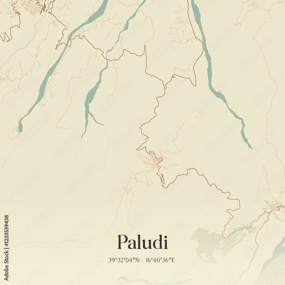 Fototapeta premium Vintage map of Paludi, Italy.