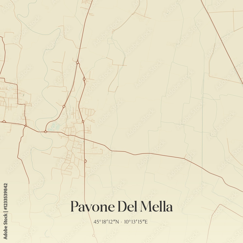 Fototapeta premium Vintage map of Pavone Del Mella, Italy.