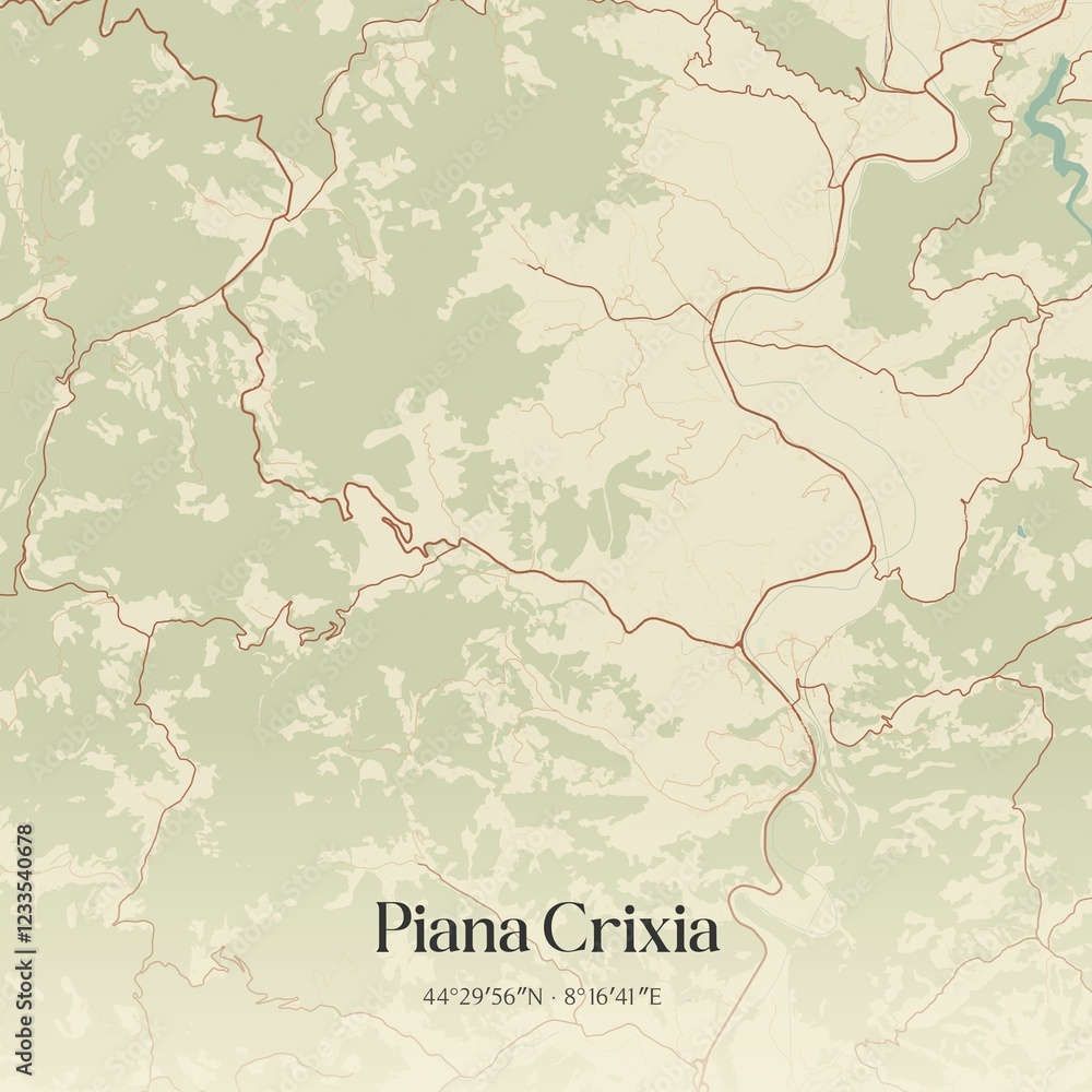 Fototapeta premium Vintage map of Piana Crixia, Italy.