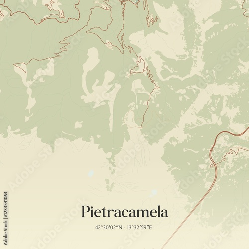 Vintage map of Pietracamela, Italy.