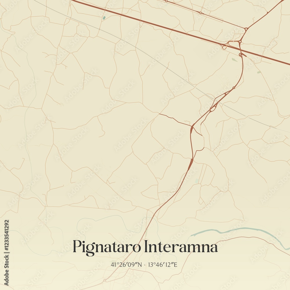 Obraz premium Vintage map of Pignataro Interamna, Italy.