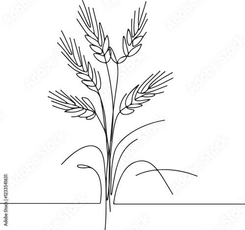 Minimalist Line Drawing of Wheat