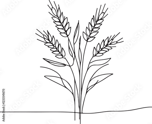 Minimalist Line Drawing of Wheat