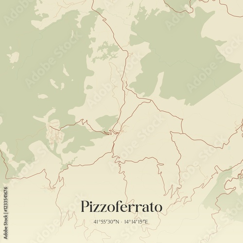 Vintage map of Pizzoferrato, Italy.