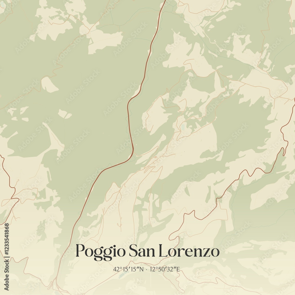 Obraz premium Vintage map of Poggio San Lorenzo, Italy.