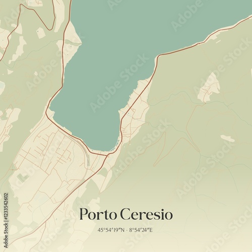 Vintage map of Porto Ceresio, Italy. photo