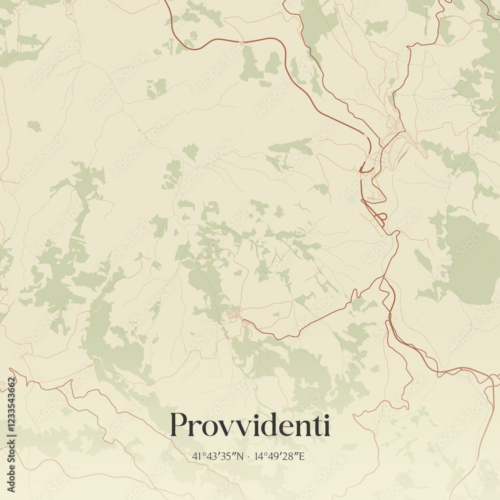 Fototapeta premium Vintage map of Provvidenti, Italy.