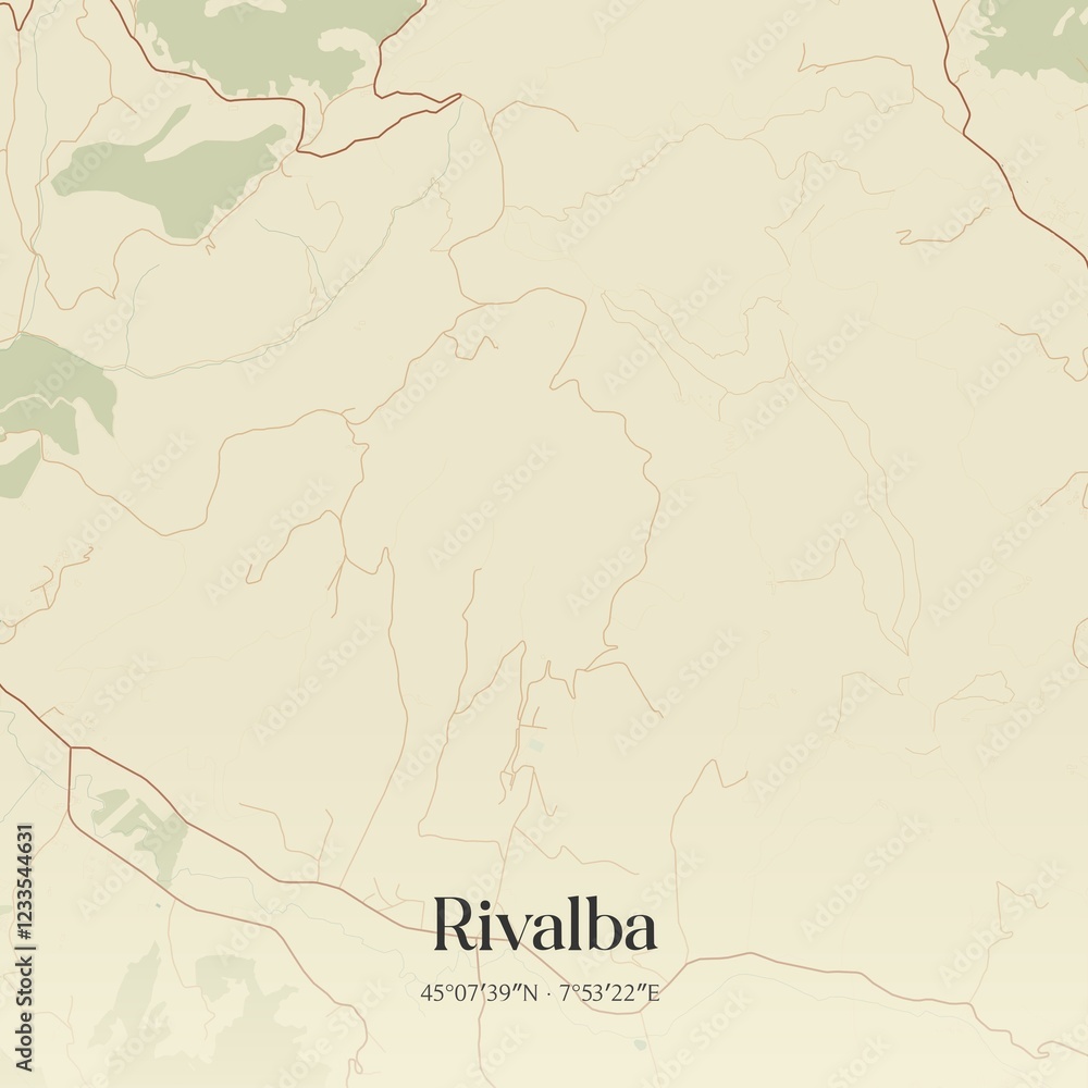 Fototapeta premium Vintage map of Rivalba, Italy.