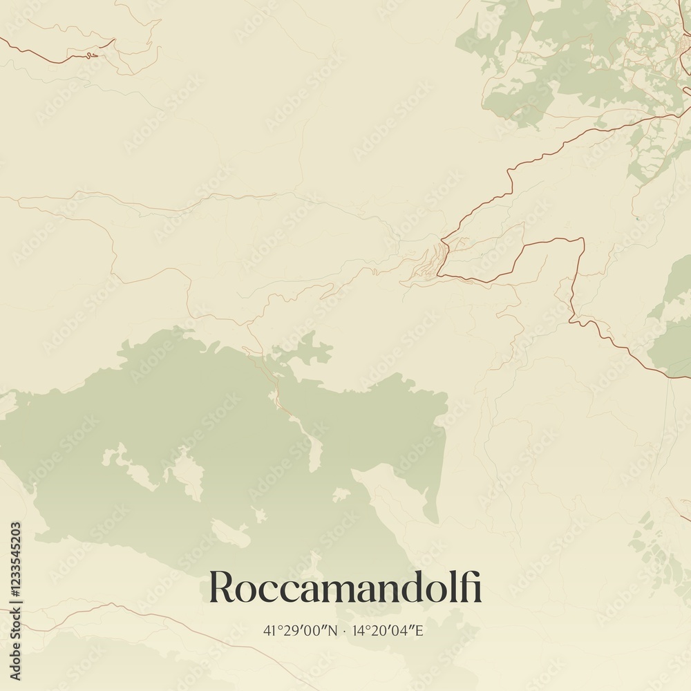 Fototapeta premium Vintage map of Roccamandolfi, Italy.