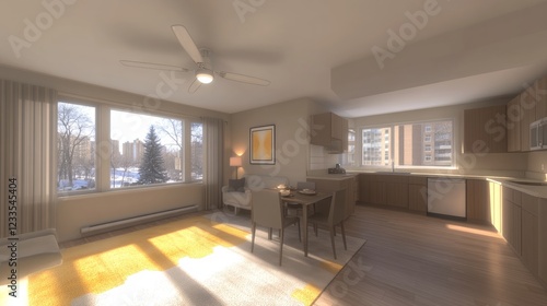 Modern Apartment Living Room Kitchen Design