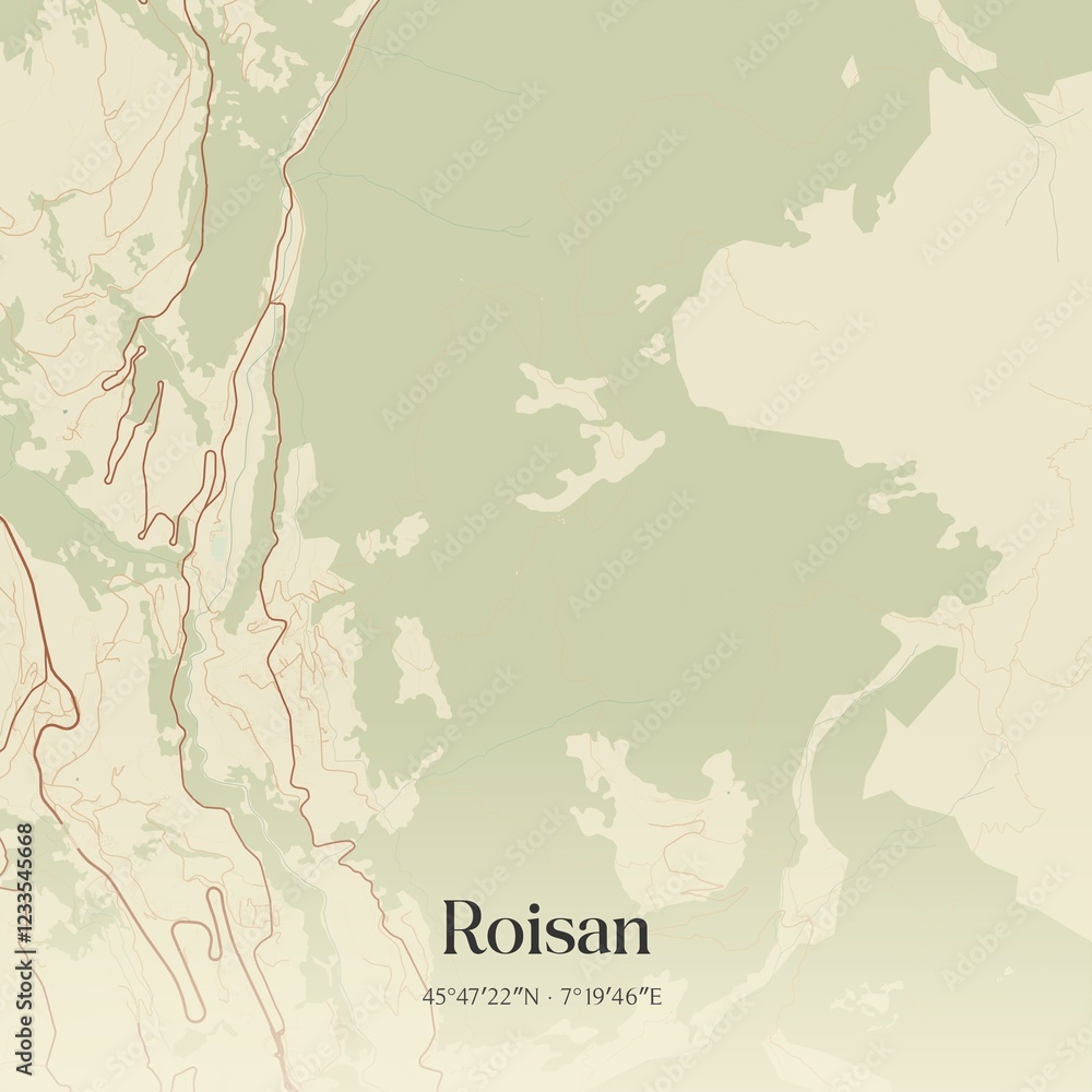Obraz premium Vintage map of Roisan, Italy.