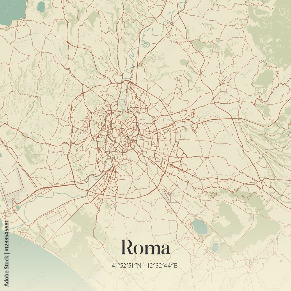 Fototapeta premium Vintage map of Roma, Italy.