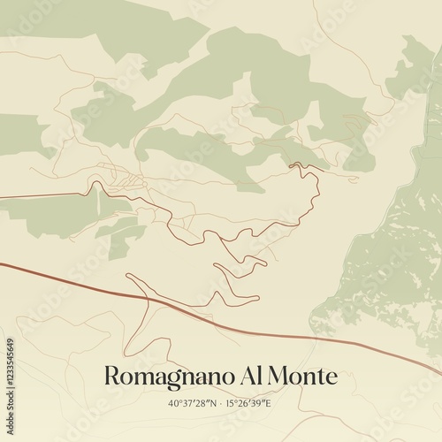 Vintage map of Romagnano Al Monte, Italy.