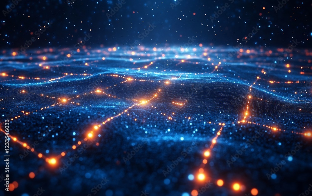 Obraz premium Abstract Digital Network: Glowing Nodes and Connections