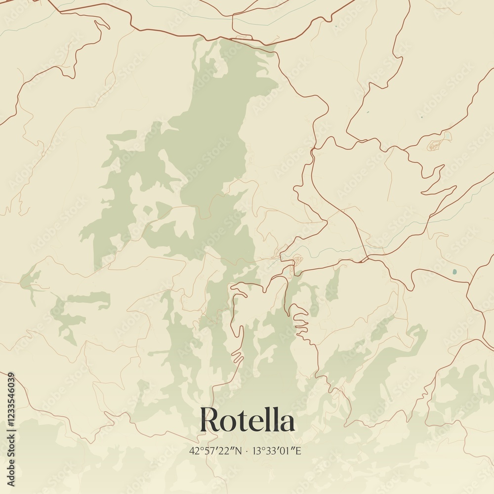 Obraz premium Vintage map of Rotella, Italy.