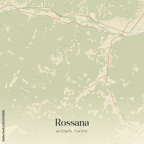 Vintage map of Rossana, Italy. photo