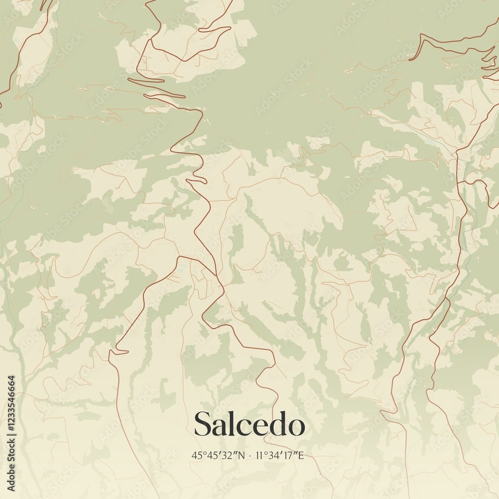 Obraz premium Vintage map of Salcedo, Italy.