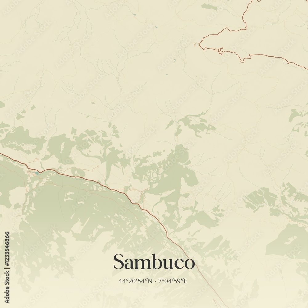 Fototapeta premium Vintage map of Sambuco, Italy.