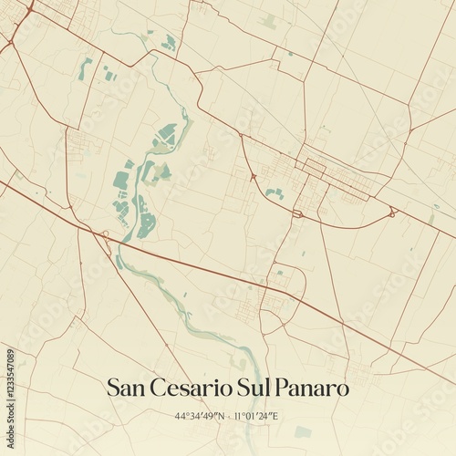 Vintage map of San Cesario Sul Panaro, Italy. photo