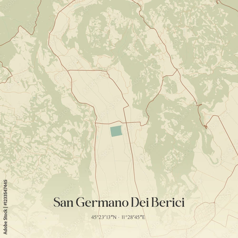 Obraz premium Vintage map of San Germano Dei Berici, Italy.