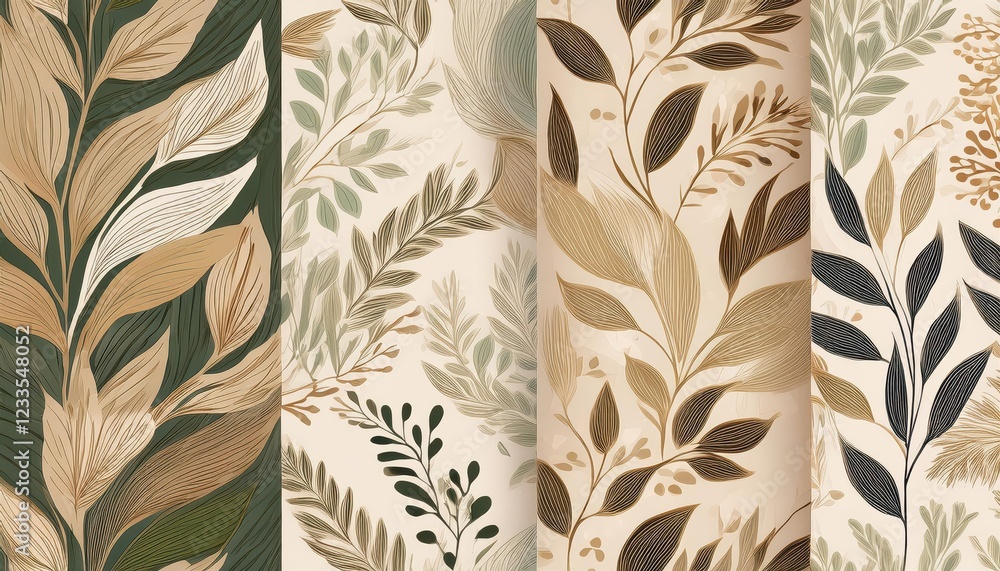 Elegant Earth Tone Seamless Pattern Background With Leaves Neutral and Natural Textures for Design and Decor, Perfect for Modern Interiors or Branding Elegant Earth Tone Seamless Pattern Background With Leaves Neutral and Natural Textures for Design and Decor, Perfect for Modern Interiors or Branding