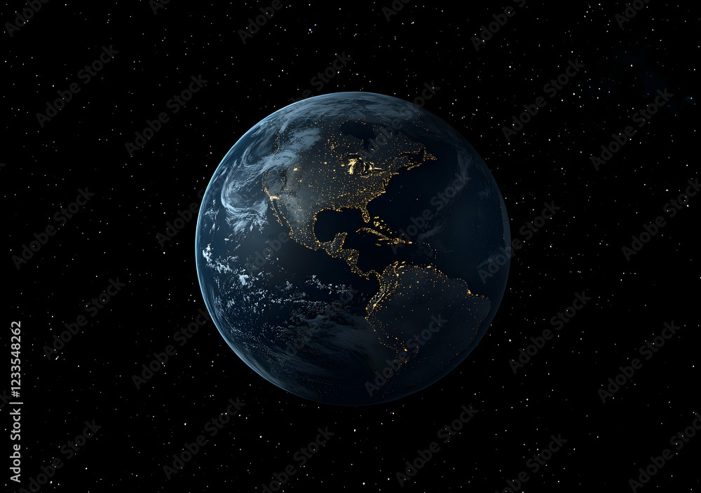 Obraz premium Night Earth: A Celestial View of the Americas from Space