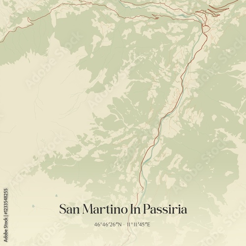 Vintage map of San Martino In Passiria, Italy. photo