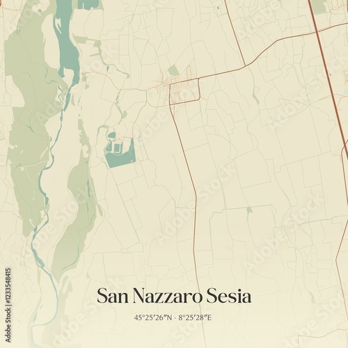 Vintage map of San Nazzaro Sesia, Italy. photo