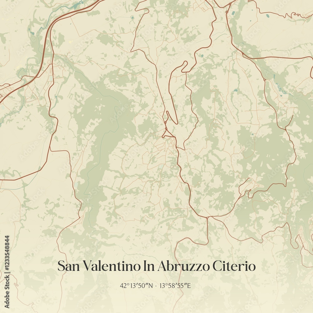 Fototapeta premium Vintage map of San Valentino In Abruzzo Citerio, Italy.