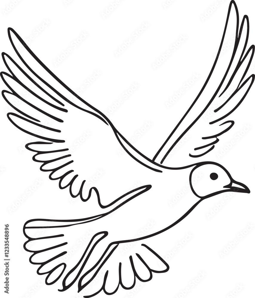Obraz premium Flying Seagull Line Drawing – Minimalist Art Inspiration