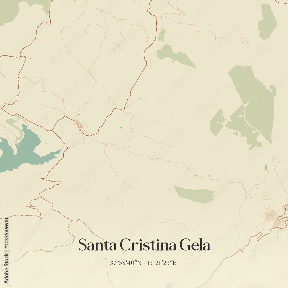 Fototapeta premium Vintage map of Santa Cristina Gela, Italy.